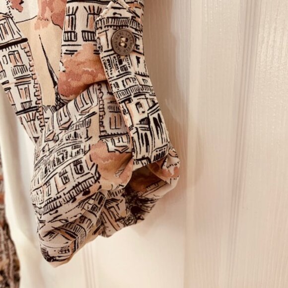 KARL LAGERFELD PARIS Size Large Paris PRINT SHIRT ROLL UP SLEEVE - Picture 9 of 13
